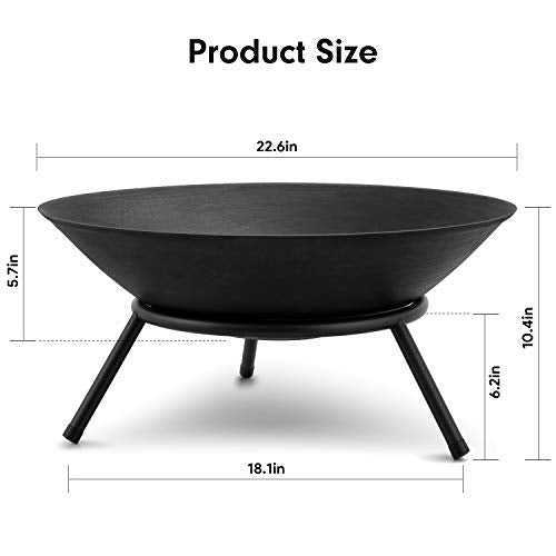 Amagabeli Fire Pit Outdoor Wood Burning 22.6in Fire Pit Fire Bowl