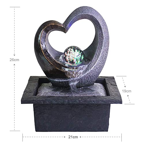 Ferrisland Tabletop Water Garden Zen Fountain with LED Light, Fountain Fengshui Indoor Decoration – Zen Meditation Tabletop Decorative Waterfall Kit with Submersible Pump for Office and Home Decor