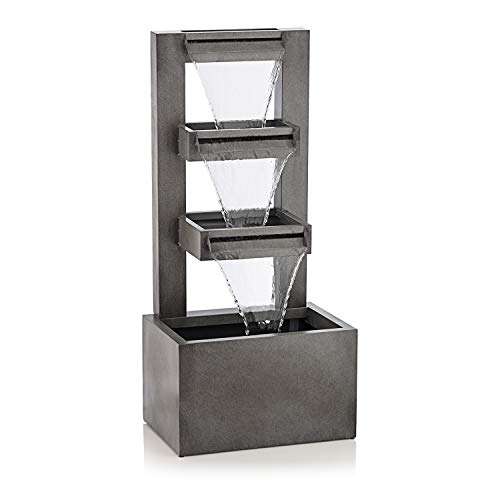 Alpine Corporation 43" Tall Outdoor Multi-Tier Modern Industrial Metal Fountain