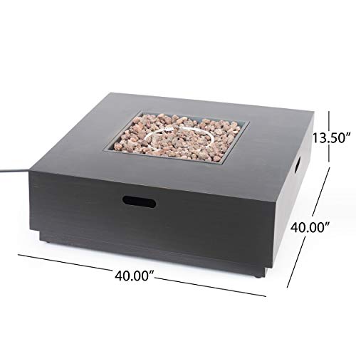 Christopher Knight Home 312976 Sidney Outdoor 40-Inch Square Fire Pit with Tank Holder, Brushed Brown