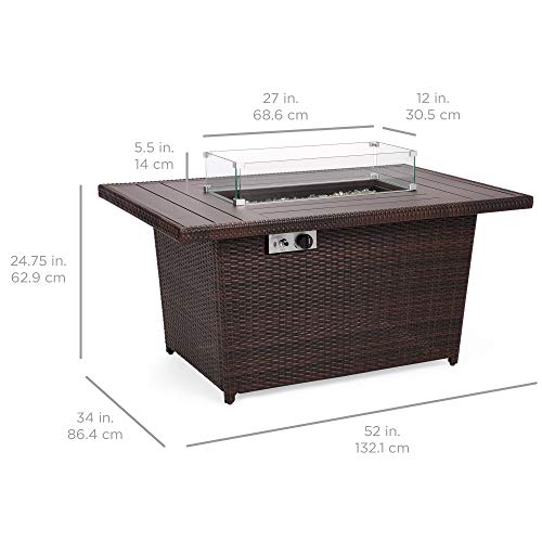 Best Choice Products 52in 50,000 BTU Outdoor Wicker Patio Propane Gas Fire Pit Table