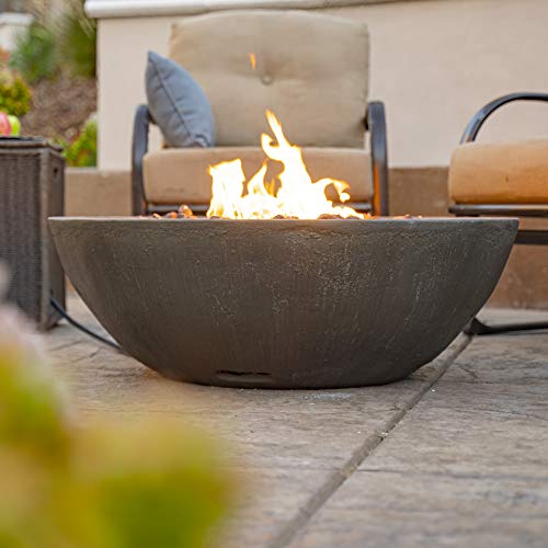 Bond Manufacturing 67504 Mondavi 36" Round 65,000 BTU Faux Concrete Gas Fire Bowl, Height: 12.5&quot, Brown