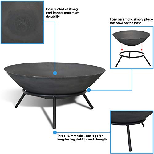 Sunnydaze Cast Iron Fire Pit Bowl - Outdoor 22 Inch Fireplace