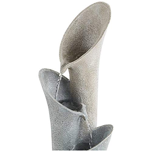 Bell Modern Zen Outdoor Floor Tiered Water Fountain 34" High Cascading Decor Faux Stone for Garden Patio Backyard Deck Home Lawn Porch House Relaxation Exterior Balcony - John Timberland