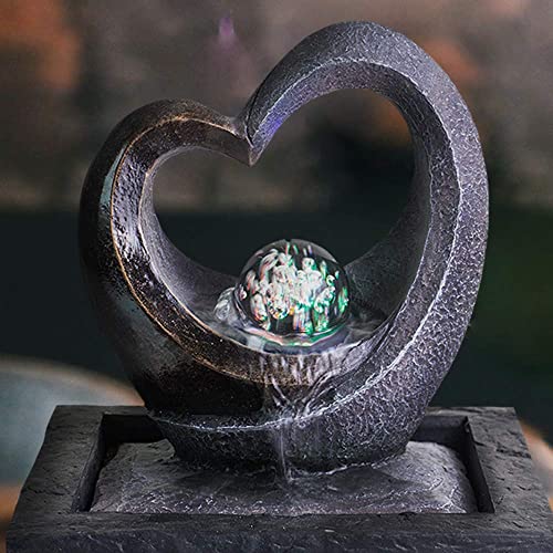 Ferrisland Tabletop Water Garden Zen Fountain with LED Light, Fountain Fengshui Indoor Decoration – Zen Meditation Tabletop Decorative Waterfall Kit with Submersible Pump for Office and Home Decor