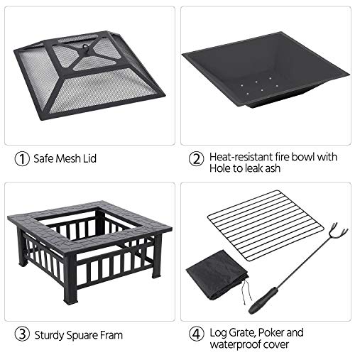 Yaheetech Multifunctional Fire Pit Table