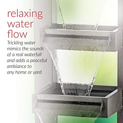 Alpine Corporation 43" Tall Outdoor Multi-Tier Modern Industrial Metal Fountain