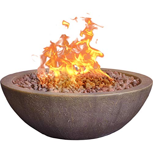 Bond Manufacturing 67504 Mondavi 36" Round 65,000 BTU Faux Concrete Gas Fire Bowl, Height: 12.5&amp;quot, Brown