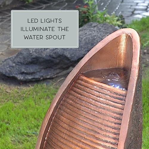 Bernini Cascada Outdoor Fountain with Pump, 41 Inch Tall Corded Waterfall Floor Fountains for Patio Garden Backyard Decking or Indoor Use, Copper