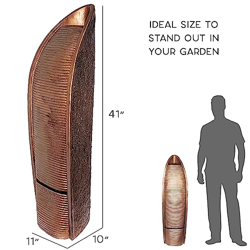 Bernini Cascada Outdoor Fountain with Pump, 41 Inch Tall Corded Waterfall Floor Fountains for Patio Garden Backyard Decking or Indoor Use, Copper