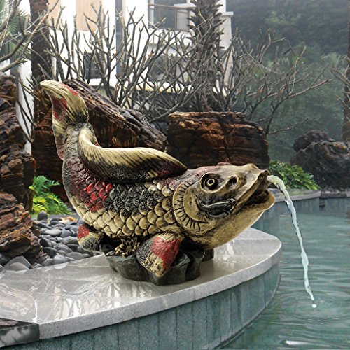 Design Toscano EU1046 Showa Asian Koi Spitter Piped Statue, full color